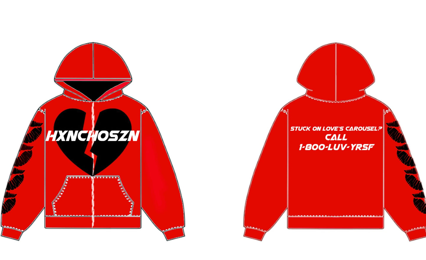 LOVES CAROUSEL MEN'S RED HOODIE