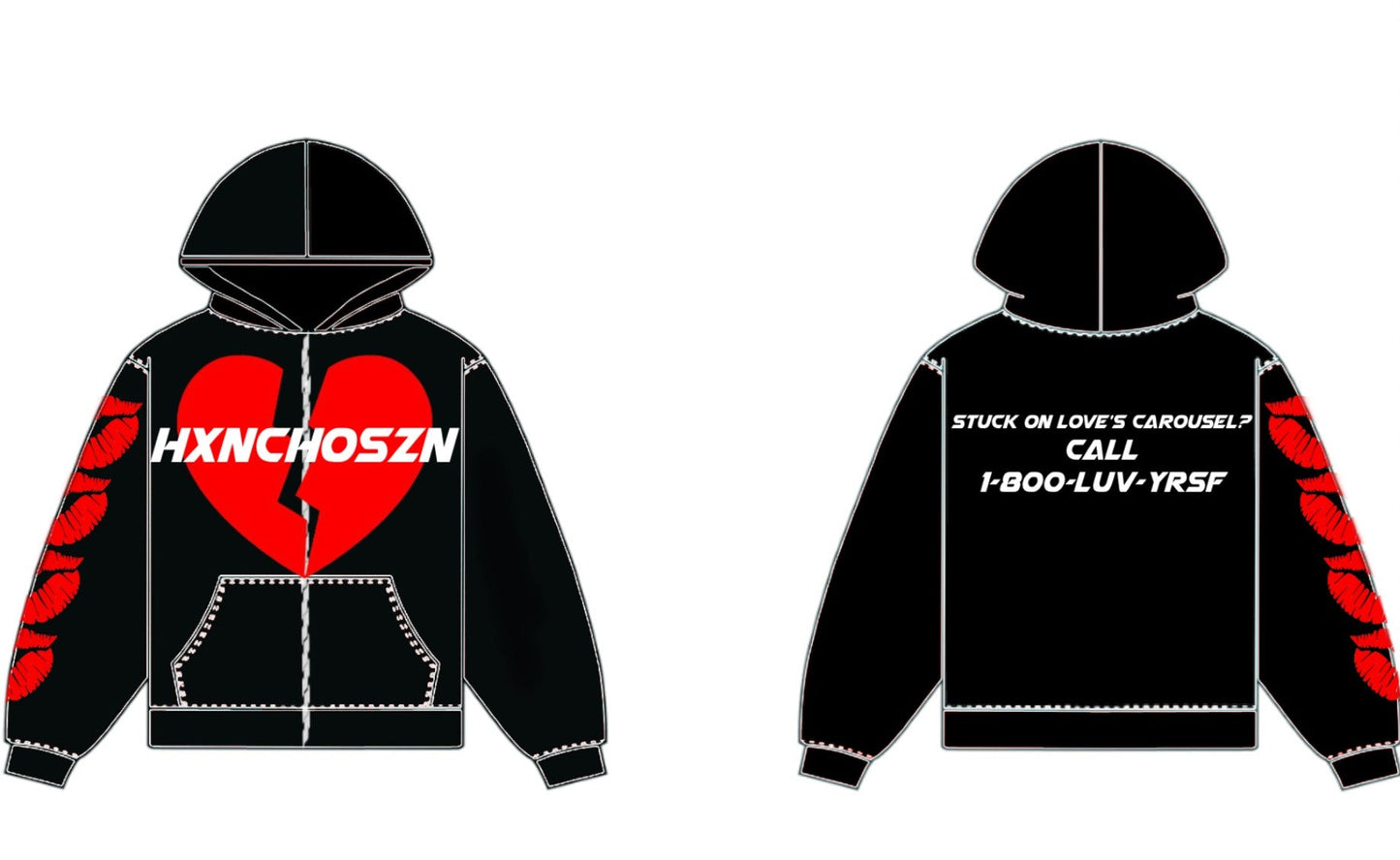 LOVES CAROUSEL MEN'S BLACK HOODIE