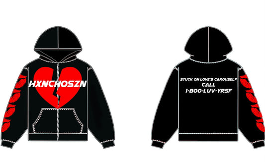 LOVES CAROUSEL MEN'S BLACK HOODIE